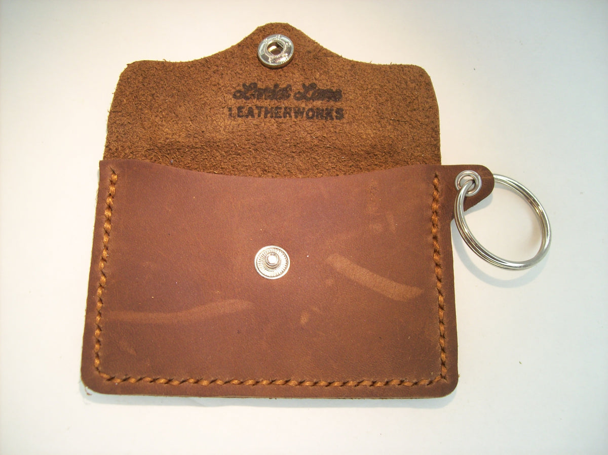 Plain Leather Card Wallet Keychain – Repurposed Leather