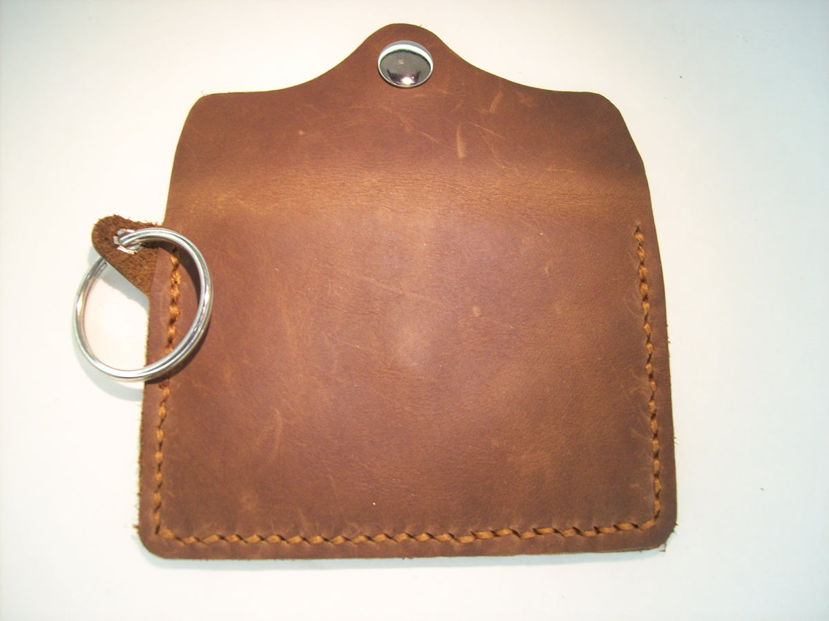 Plain Leather Card Wallet Keychain – Repurposed Leather