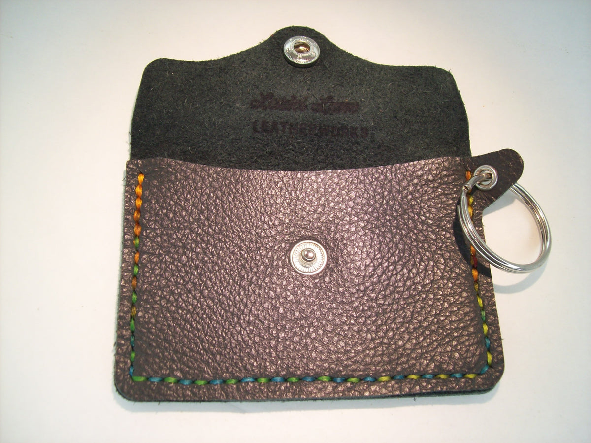 Plain Leather Card Wallet Keychain – Repurposed Leather
