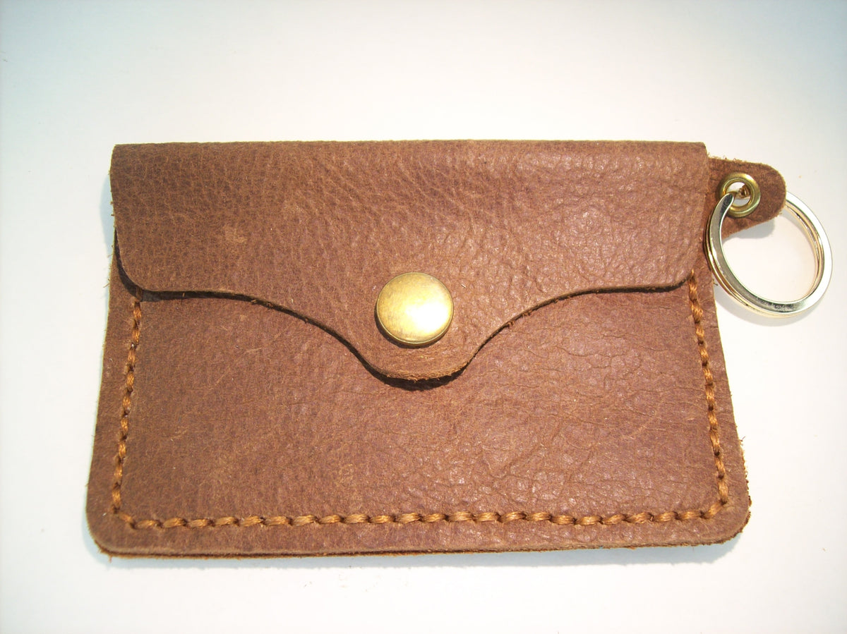 Plain Leather Card Wallet Keychain – Repurposed Leather