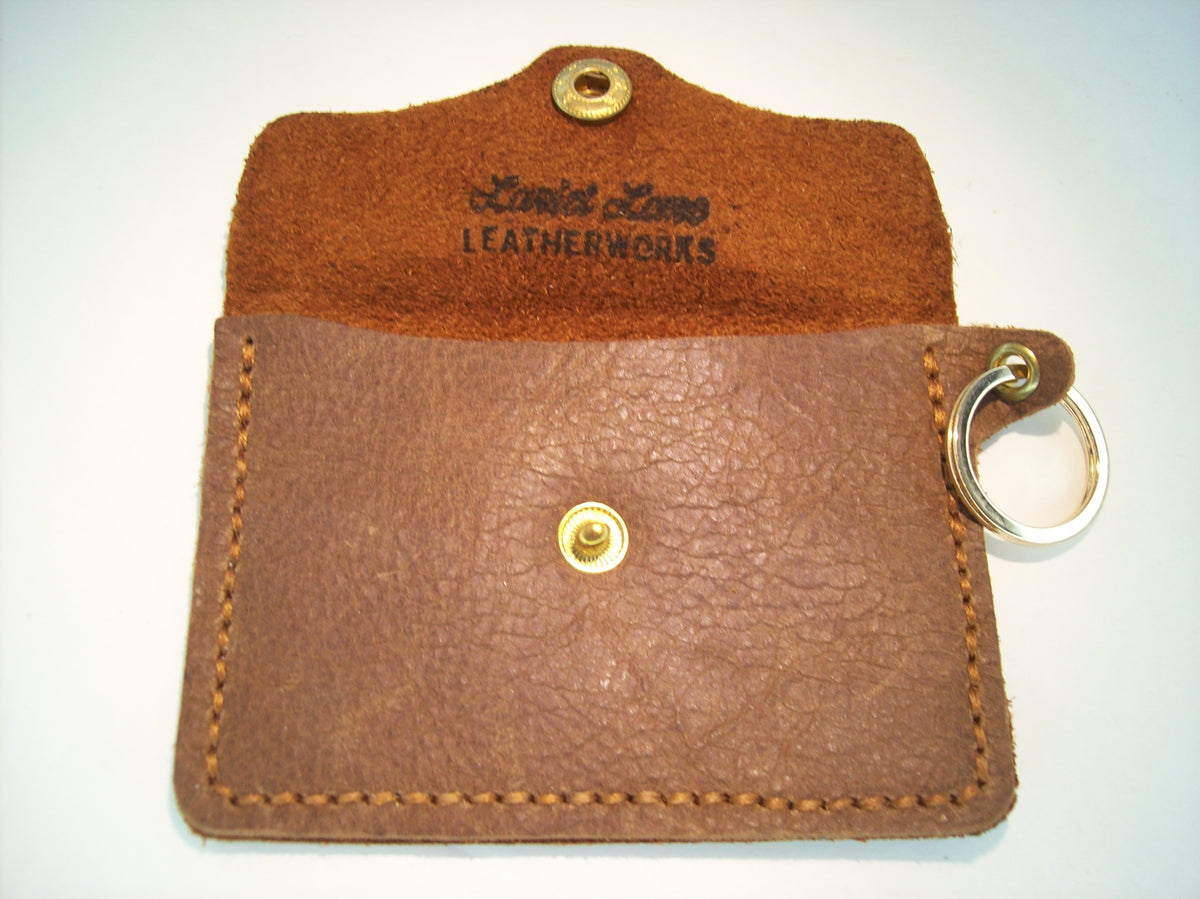 Plain Leather Card Wallet Keychain – Repurposed Leather