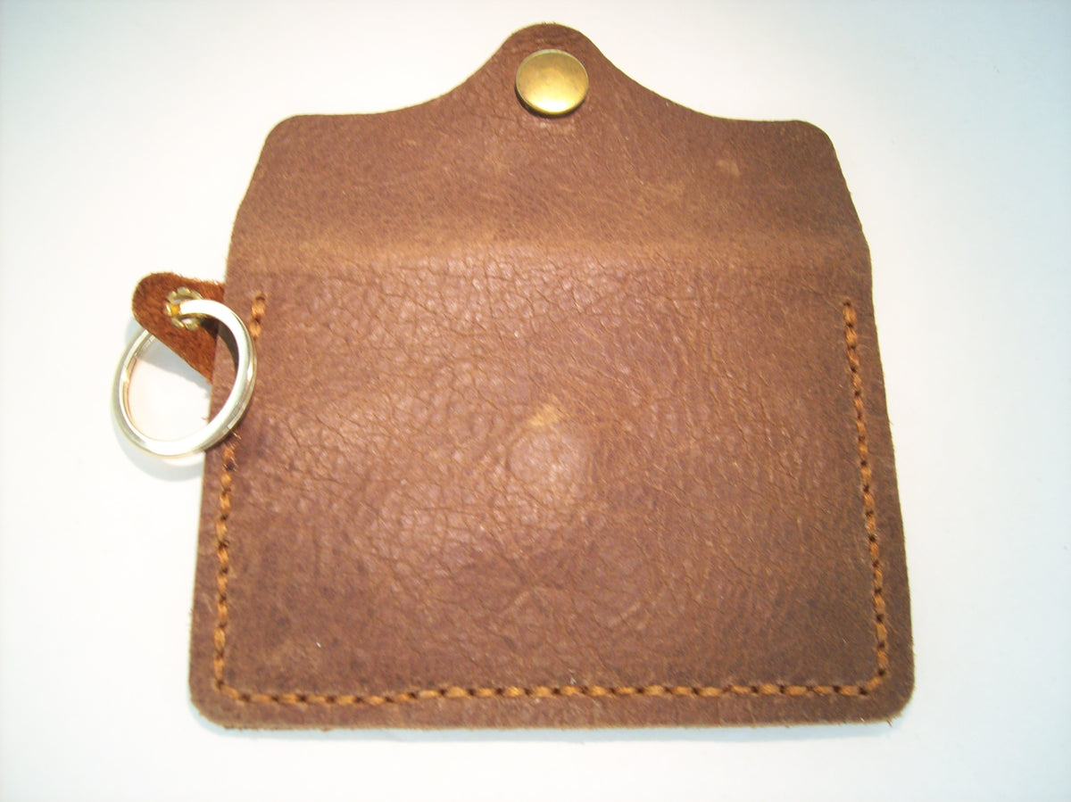 Plain Leather Card Wallet Keychain – Repurposed Leather