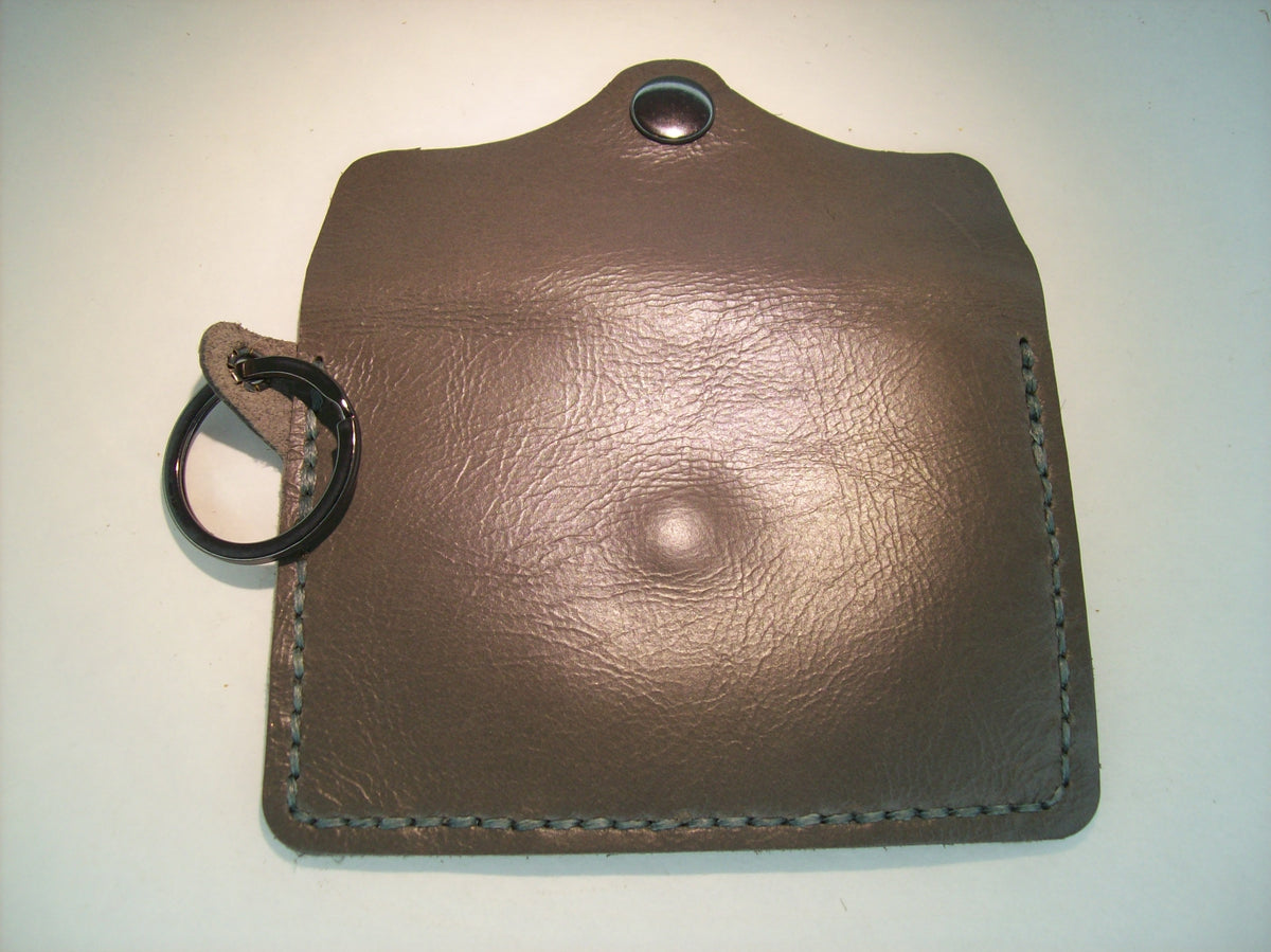 Embossed Leather Card Wallet Keychain – Repurposed Leather